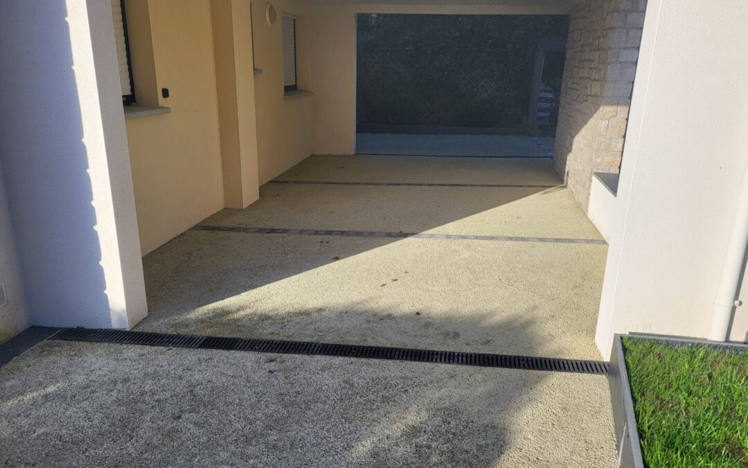 Béton draint beige et pavé grey
